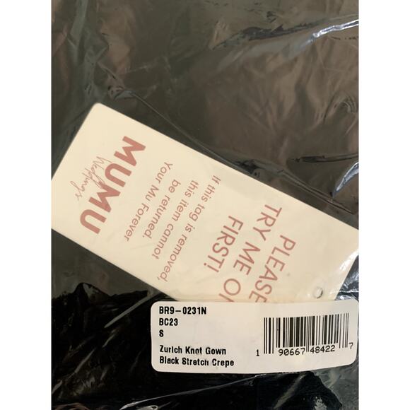 Show Me Your Mumu Zurich Knot Gown in Black Stretch Crepe S NWT - Picture 4 of 6